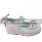 Handmade Pink PU Leather 5cm Wedge Sweet Lolita Shoes with Bow