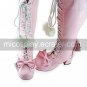 Handmade Pink PU Leather 6.3cm High Heel Princess Lolita Boots with Pom-pom
