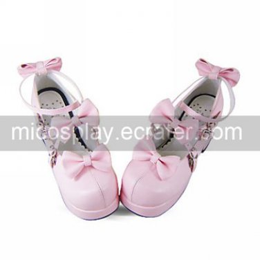 Handmade Pink PU Leather 7.5cm High Heel Punk Lolita Shoes