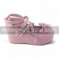 Handmade Pink PU Leather 7cm Wedge Sweet Lolita Shoes with Bow