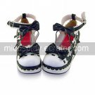 Handmade PU Leather 7cm Wedge Shiro&Kuro Lolita with Bow