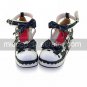 Handmade PU Leather 7cm Wedge Shiro&Kuro Lolita with Bow