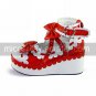 Handmade PU Leather 7cm Wedge Shiro&Kuro Lolita with Bow