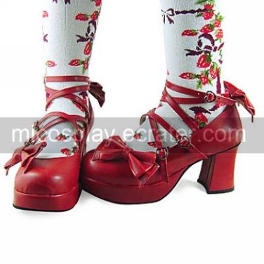 Handmade Pure Color PU Leather 7.5cm High Heel Sweet Lolita Shoes