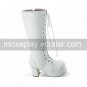 Handmade Pure White PU Leather 7.5cm High Heel Country Lolita Boots