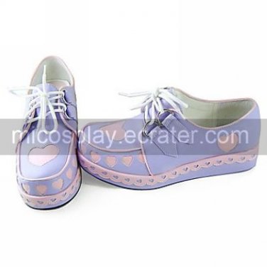 Handmade Purple and Pink PU Leather 6cm Wedge Sweet Lolita Shoes