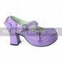 Handmade Purple PU Leather 7.5cm High Heel Casual Lolita Shoes