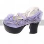Handmade Purple PU Leather 7.5cm Platform Country Lolita Shoes with Bow