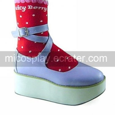 Handmade Purple PU Leather 7cm Platform School Lolita Shoes