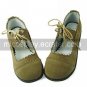 Handmade Red and Beige PU Leather 2cm Flat Casual Lolita Shoes