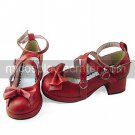 Handmade Red and White PU Leather 4.5cm High Heel Sweet Lolita Shoes