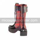 Handmade Red Check Pattern PU Leather 9cm Platform Punk Lolita Boots
