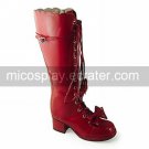 Handmade Red PU Leather 4.5cm Boots Classic Lolita Boots with Bow