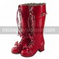Handmade Red PU Leather 4.5cm Boots Classic Lolita Boots with Bow