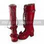 Handmade Red PU Leather 4.5cm Boots Classic Lolita Boots with Bow