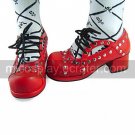 Handmade Red PU Leather 4.5cm High Heel Punk Lolita Shoes with Rivets