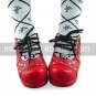 Handmade Red PU Leather 4.5cm High Heel Punk Lolita Shoes with Rivets