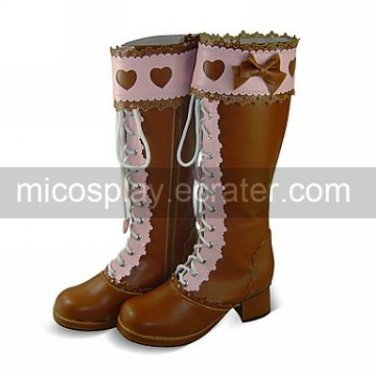Handmade Red PU Leather 4.5cm High Heel Sweet Lolita Boots