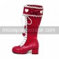 Handmade Red PU Leather 4.5cm High Heel Sweet Lolita Boots