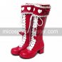 Handmade Red PU Leather 4.5cm High Heel Sweet Lolita Boots