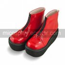 Handmade Red PU Leather 7cm High Heel Punk Lolita Boots