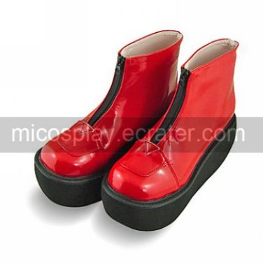 Handmade Red PU Leather 7cm High Heel Punk Lolita Boots