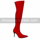 Handmade Red PU Leather 9.5cm High Heel Casual Lolita Boots
