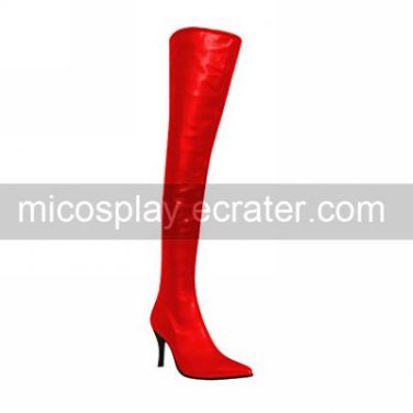 Handmade Red PU Leather 9.5cm High Heel Punk Lolita Boots