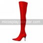 Handmade Red PU Leather 9.5cm High Heel Punk Lolita Boots