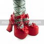 Handmade Red PU Leather 12cm High Heel Sweet Lolita Shoes with Bow