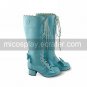 Handmade Sky blue PU Leather 4.5cm High Heel School Lolita Boots