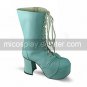 Handmade Sky Blue PU Leather 9cm High Heel Country Lolita Boots