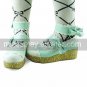 Handmade Sweet Light Green and White PU Leather 5.5cm Wedge Country Lolita Shoes