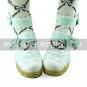 Handmade Sweet Light Green and White PU Leather 5.5cm Wedge Country Lolita Shoes