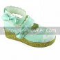 Handmade Sweet Light Green and White PU Leather 5.5cm Wedge Country Lolita Shoes