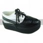 Handmade White and Black PU Leather 5.5cm Platform Punk Lolita Shoes