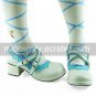 Handmade White and Blue PU Leather 4.5cm High Heel Country Lolita Shoes