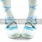 Handmade White and Blue PU Leather 4.5cm High Heel Country Lolita Shoes