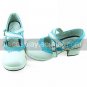 Handmade White and Blue PU Leather 4.5cm High Heel Country Lolita Shoes