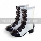 Handmade White and Brown PU Leather 4.5cm High Heel Princess Lolita Boots with Bow