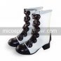 Handmade White and Brown PU Leather 4.5cm High Heel Princess Lolita Boots with Bow
