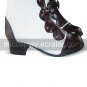 Handmade White and Brown PU Leather 4.5cm High Heel Princess Lolita Boots with Bow