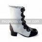 Handmade White and Brown PU Leather 4.5cm High Heel Princess Lolita Boots with Bow