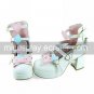Handmade White and Pink PU Leather 7.5cm High Heel Sweet Lolita Shoes