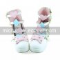 Handmade White and Pink PU Leather 7.5cm High Heel Sweet Lolita Shoes