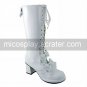 Handmade White High Gloss PU Leather 6.3cm High Heel Sweet Lolita Boots with Bow