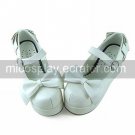 Handmade White and Red PU Leather 8cm Wedge Classic Lolita Shoes