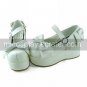 Handmade White and Red PU Leather 8cm Wedge Classic Lolita Shoes