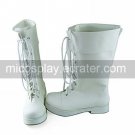 Handmade White PU Leather 2.5cm Flat Princess Lolita Boots