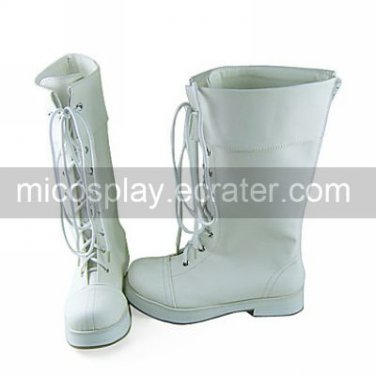 Handmade White PU Leather 2.5cm Flat Princess Lolita Boots